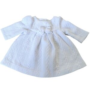 Janie and Jack Baby Quilted Bow Dress White Size 0-3 Months‎